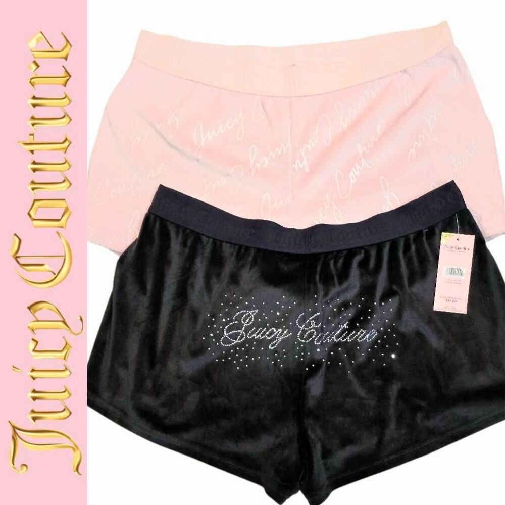 Juicyā Couture 2-PK Rhinestone Signature Juicy Lounge Shorts